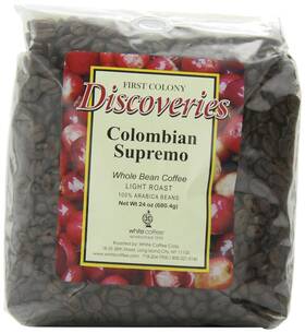 509200475 White Coffee Corporation Discoveries First Colony Colombian Supremo Medium Roast Ground