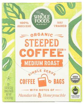 Whole Foods Market 0099482511326 Organic Steeped Coffee Medium Roast Notes Of Mandarin And Ho