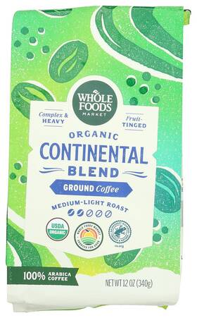 Whole Foods Market 0099482523145 Organic Continental Blend Ground Coffee Medium-light Roast
