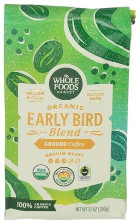 Whole Foods Market 0099482523183 Organic Early Bird Blend Medium Roast Ground Coffee Cocoa