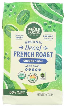 Whole Foods Market 0099482523237 Organic Decaf Ground Coffee Dark French Roast Smoky And Swee