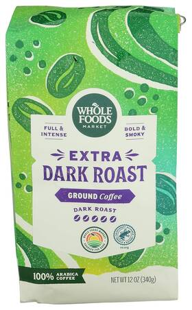 Whole Foods Market 0099482523251 Extra Dark Roast Ground Coffee Full And Intense Bold Smoky