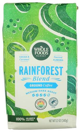 Whole Foods Market 0099482523336 Rainforest Blend Medium-dark Roast Ground Coffee Cocoa Car