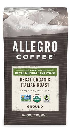 Whole Foods Market 313111725770 Allegro Coffee Decaf Organic Italian Roast Ground 12 Ounce Pack Of 1