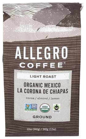 Whole Foods Market 744110382112 Allegro Coffee Organic Mexico Light Roast Ground 12 Oz
