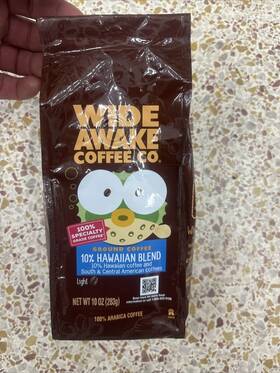 Wide Awake Coffee 011225104008 Co Ground 10% Hawaiian Blend 10 Oz Exp 12/2025