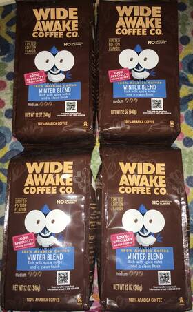 Wide Awake Coffee Co. 011225013409 4 Limited Edition Specialty Winter Blend Ground 12 Oz Med
