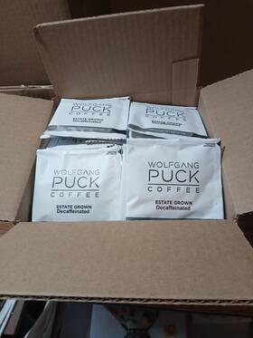 712113 Wolfgang Puck Qty 100 Coffee Pods Estate Grown Decaf Bb 10/2027