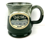 Mackinac Island Grand Hotel Michigan Deneen Pottery Green Drip Coffee Mug Cup. Fixed Price $29.95.