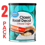 Great Value Decaf Classic Medium Roast Ground Coffee, 9.6 Oz - Pack 2. Fixed Price $6.90.