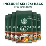 Breakfast Blend, Ground Coffee, Medium Roast Hot Or Iced 12 Oz (6 Bags). Fixed Price $66.29.