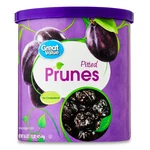 Great Value Unsweetened Pitted Prunes Canister, 16 Oz. Fixed Price $5.00.