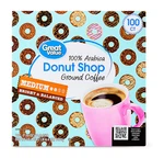 Great Value Donut Shop 100% Arabica Medium Roast Ground Coffee Pods, 38.4 Oz,. Fixed Price $38.49.