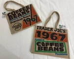 Qty 2 - Trader Joe's Tote Jute Bag Reusable 1967 Pasadena Coffee Beans. Fixed Price $29.99.