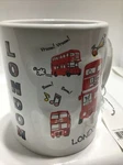 London England Coffee Mug. Embossed Uk Tea Cup Art Deco 3D B220. Fixed Price $30.45.