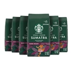 Ground Coffee, Dark Roast Sumatra, 100% Arabica, 6 Bags (12 Oz Each). Fixed Price $113.65.