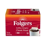 Folgers Coffee Singles Classic Roast Bags, 38 Count. Fixed Price $16.00.