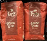 2 Bags Peet's Holiday Blend Whole Bean Coffee Dark Roast 10 Oz Old Stocks Peets. Fixed Price $36.00.