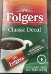 Folgers Instant Coffee 6 Single Packets Classic Decaf Lot 3. Fixed Price $6.99.