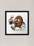 Happy Coffee Bean Running Framed Wall Art Poster Canvas Print Picture. Fixed Price $33.51.