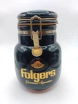 Vtg Folgers Gourmet Supreme Coffee Glass Canister Pressure Sealed Hinged Lid. Fixed Price $21.99.