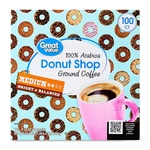 Great Value Donut Shop 100% Arabica Medium Roast Ground Coffee Pods, 38.4OZ. Fixed Price $40.17.