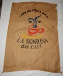 Burlap Coffee Bean Bag Sack Cafe Costa Rica Sonrisa Del 39"X28" Face. Fixed Price $13.00.