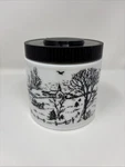 1960'S Milk Glass Maxwell House Coffee Container Black & White Winter Scene 5". Fixed Price $29.99.
