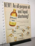 Newspaper Ad 1954 Kraft Cooking Oil Shortening Bottle Maxwell House Coffee Jar. Fixed Price $15.00.
