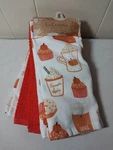 4 Pack La Cuisine By Kassatex Kitchen Towels Fall Orange & White Pumpkins Coffee. Fixed Price $16.11.