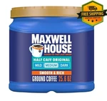 Maxwell House Half Caffeinated Ground Coffee, 25.6-OUNCE Canister. Fixed Price $23.10.