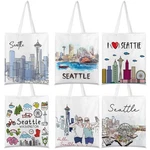 Paterr 6 Pcs Seattle Souvenir Gifts Tote Bags Canvas City Themed Grocery Shop.... Fixed Price $30.70.