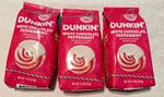 New 3 Bags Dunkin Donuts White Chocolate Peppermint Ground Coffee Exp Sept 2026. Fixed Price $44.98.