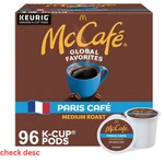 Mccafe Paris Keurig K-cup Pods Medium Roast COFFEE,96CT Old Stock. Fixed Price $49.99.