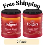 (2 Pack) Folgers Classic Ground Coffee, Medium Roast, 9.6 Oz Canister. Fixed Price $10.20.