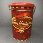 Vintage Tim Horton's Tin Coffee Metal Canister Embossed 40 Year Anniversary. Fixed Price $12.97.
