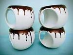 Drip Coffee Hot Chocolate Mugs Funky Artist Novelty Ceramic Cups Modern Lot 4. Fixed Price $24.99.