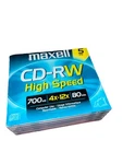 Maxwell Cd-rw High Speed 700MB 4X-12X 80MIN W/ Slim Cases New (5 Pack). Fixed Price $14.99.