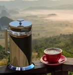 Cafe Du Chateau Stainless Steel French Press Coffee Maker 34 Oz. Fixed Price $89.95.