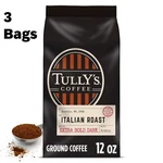 Tully's Italian Roast, Ground Coffee, Dark Bagged 12OZ (pack 3). Fixed Price $21.19.