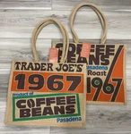 *new* Set 2- Trader Joe's Coffee Beans Reusable Shopping Grocery Jute Bag. Fixed Price $28.99.