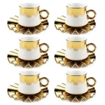 3.5OZ Ceramic Espresso Cups Set 6, Small Stackable Coffee With Saucers. Fixed Price $24.15.
