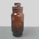 Vintage Borden Cremora Mcm Amber Glass Apothecary Jar Lidded Canister Bottle. Fixed Price $10.99.