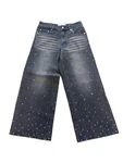 House Of Sunny 13OZ Crystalized Wide-leg Denim-blend Jeans In Jet Black Size 6. Fixed Price $110.00.