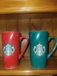 Starbucks Pair 16 Oz Holiday Ceramic Coffee Mugs Red And Green 2020. Fixed Price $15.99.