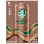 Starbucks Doubleshot Energy Coffee Beverage, Mocha, 4 Count, 11 Fl Oz Cans. Fixed Price $6.90.