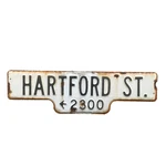 Vintage San Diego Porcelain Street Sign 2300 Hartford St. / Left Arrow. Fixed Price $85.00.