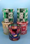 5 New Holiday Tins W/handles Cellophane Bags. Unique Gift Presentation. Fixed Price $10.00.