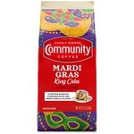 Community Coffee Mardi Gras King Cake Flavored 12 Ounces Medium Roast Ground. Fixed Price $13.99.