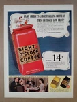 1940S Eight Oclock Coffee Bag Red Kitchen A&p Bokar Wwii Vintage Poster Print Ad. Fixed Price $8.75.
